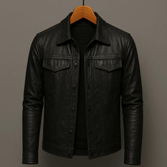 Blake | Timeless Leather Trucker Jacket with Chest Pockets