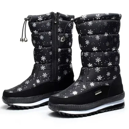 Women's Waterproof Insulated Winter Boots Women - Black/White