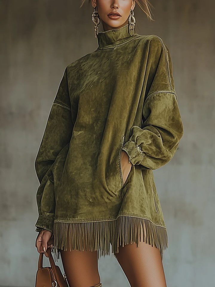 Women's Fringe Hem Knit Sweater Dress