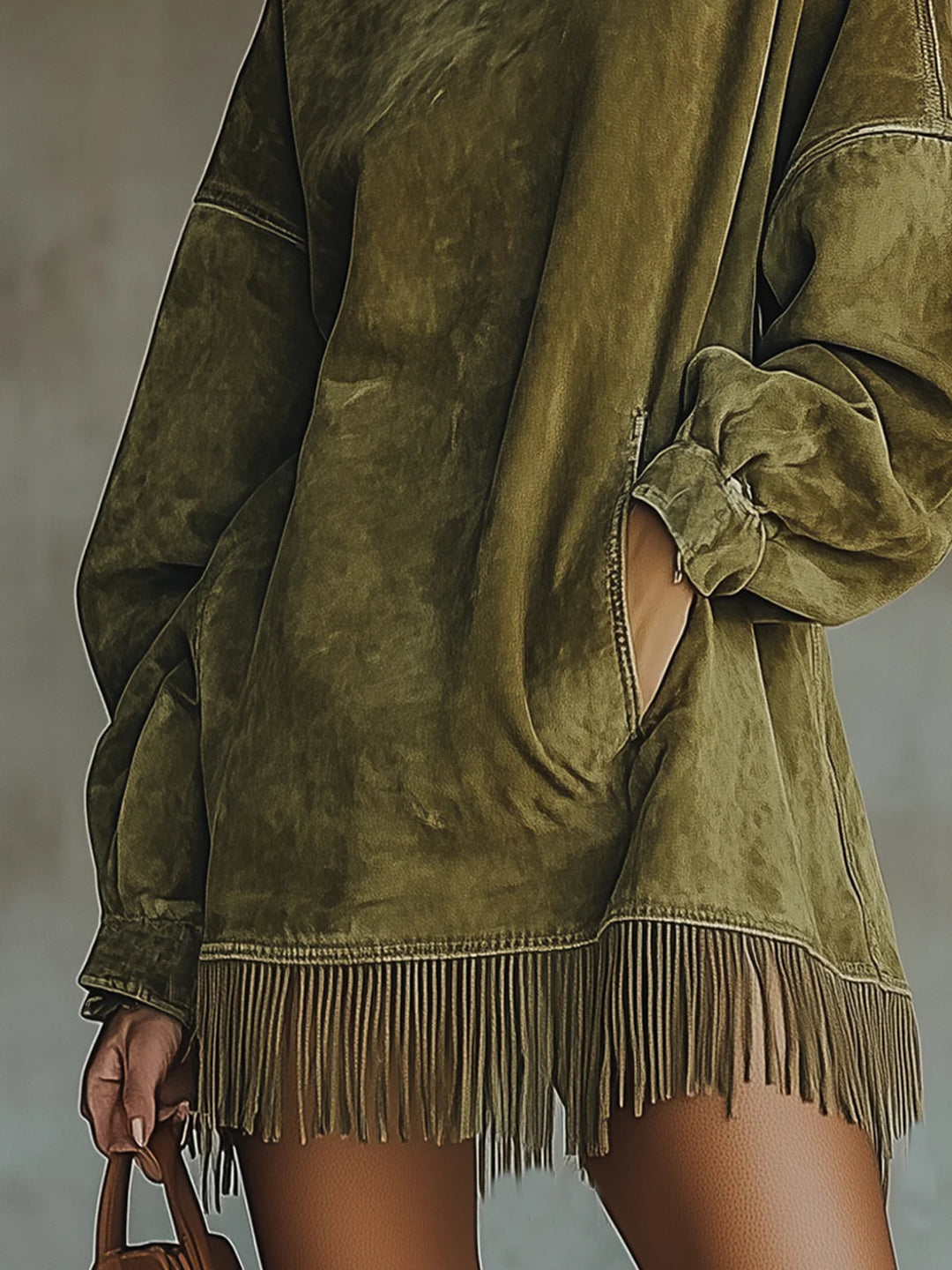Women's Fringe Hem Knit Sweater Dress