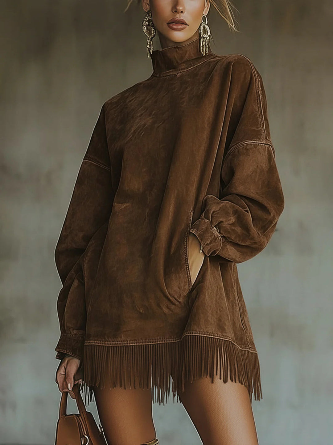 Women's Fringe Hem Knit Sweater Dress