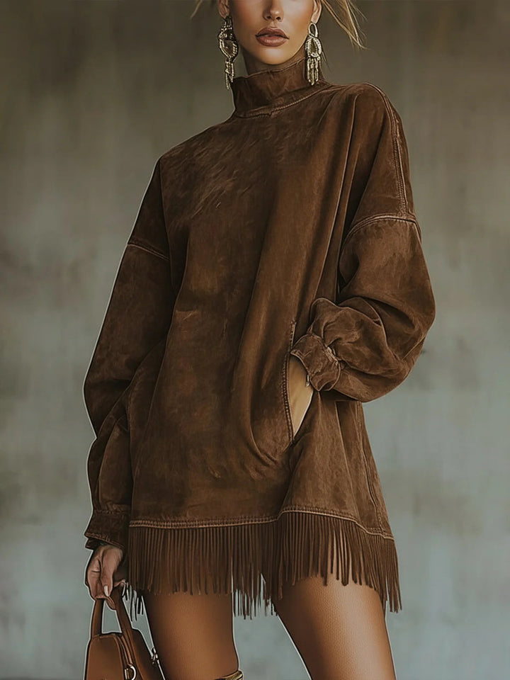 Women's Fringe Hem Knit Sweater Dress