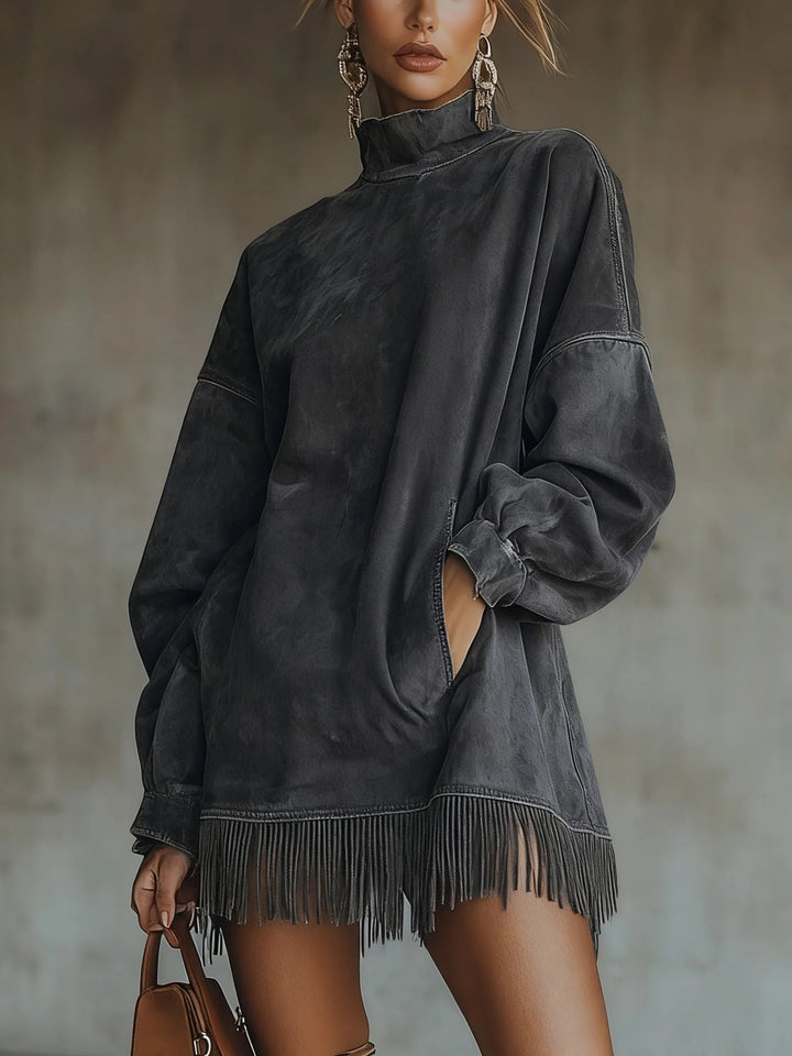 Women's Fringe Hem Knit Sweater Dress