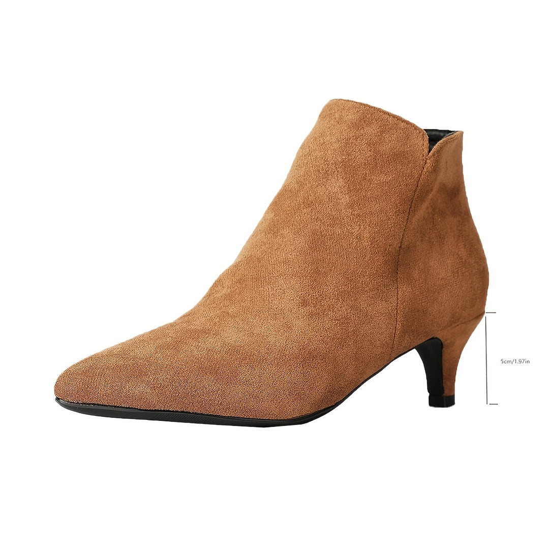 Women's Ankle Kitten Heel Boots - Light Brown