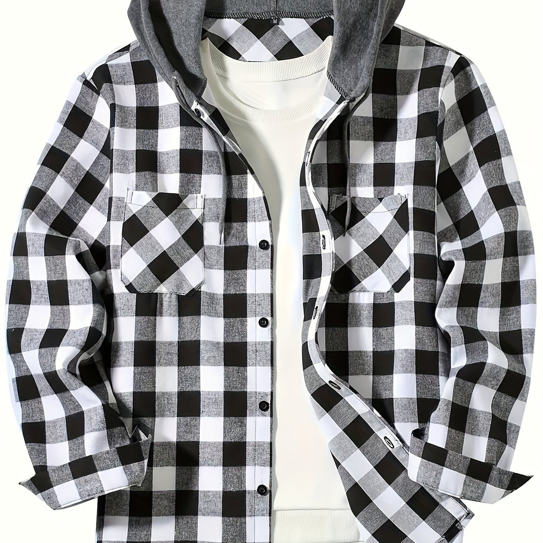 Men's Plus Size Hooded Relaxed Fit Overshirt