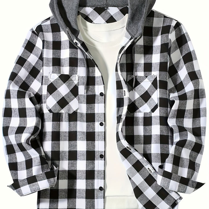 Men's Plus Size Hooded Relaxed Fit Overshirt