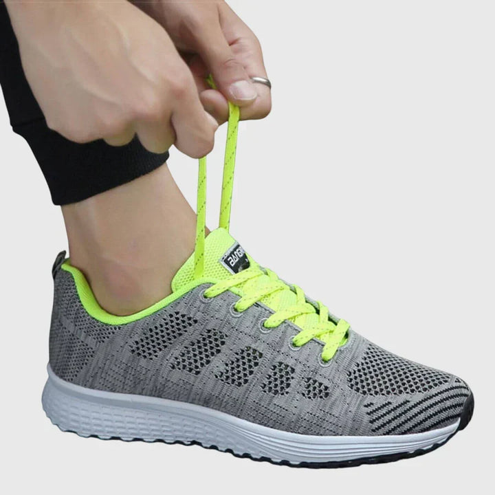 Women's Casual Lace-Up Orthopedic Sneakers - Grey/Green