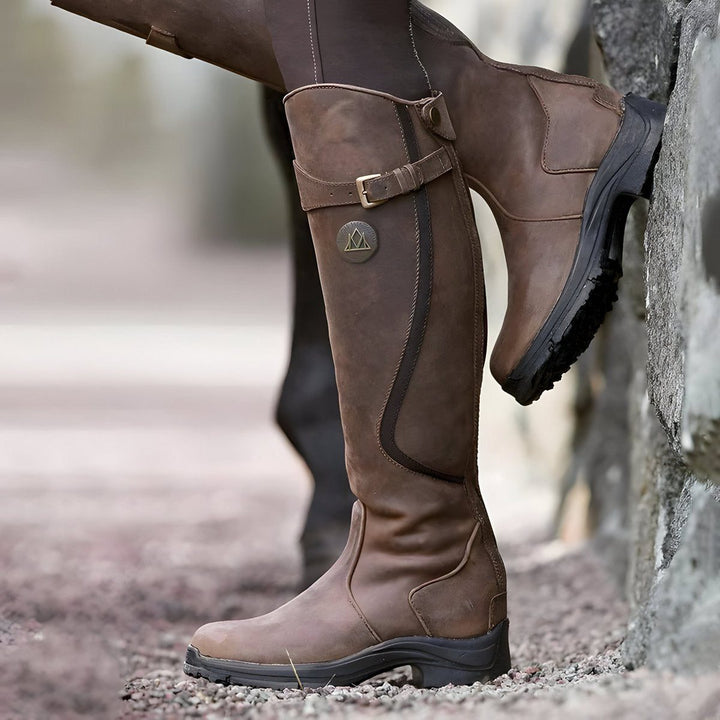 Lorna women's leather buckle strap knee high boots - photo 1