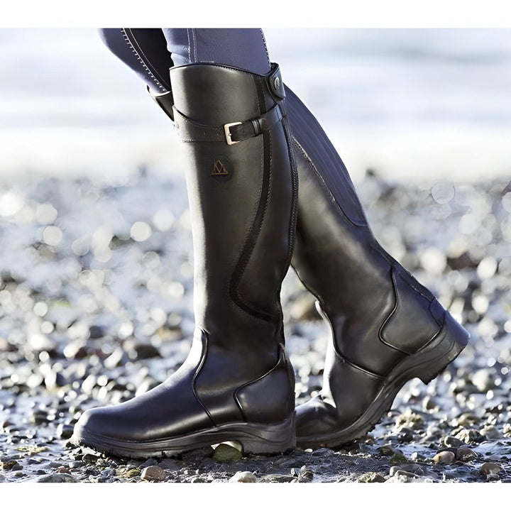 Lorna women's leather buckle strap knee high boots - photo 3