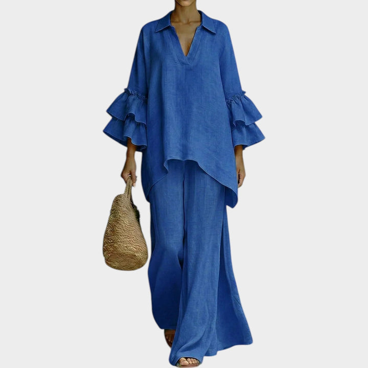 Lucienne | Collared V-Neck Two-Piece Set