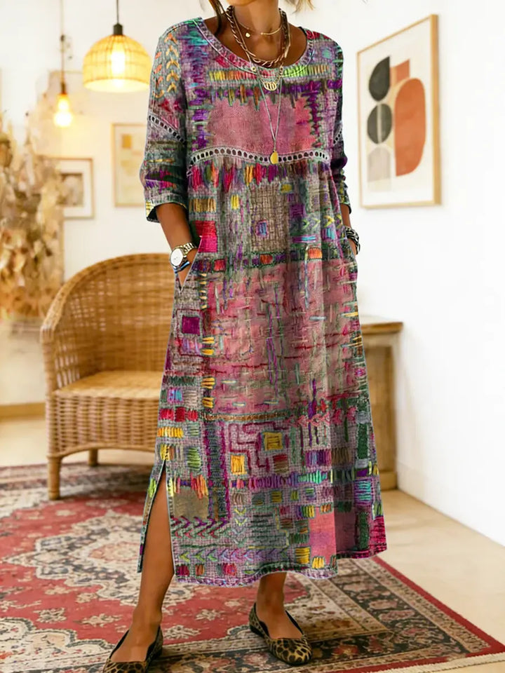 Beatrix | Patchwork Print Midi Dress
