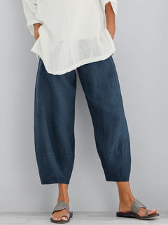Annette | Everyday Cropped Barrel-Leg Trousers with Side Pockets