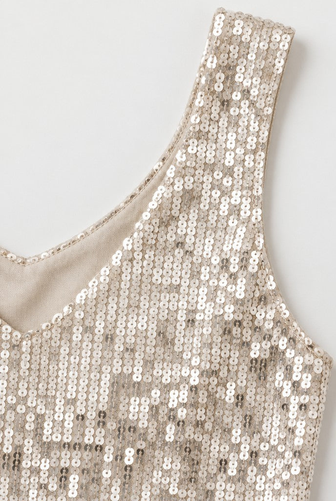 Tank Sparkly V-Neck Sequin Top