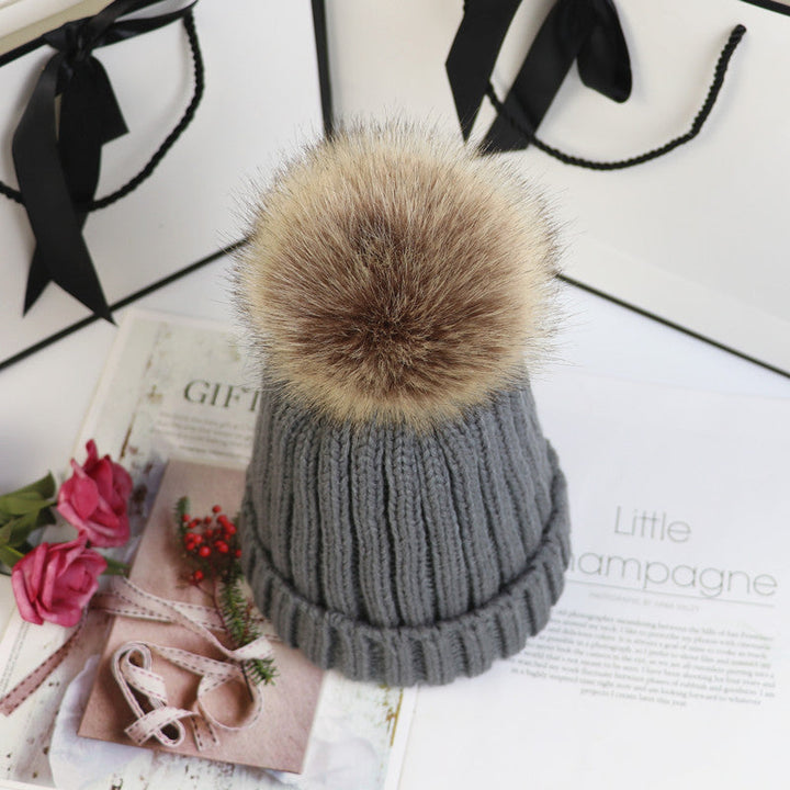 Women's Classic Pom Crochet Beanie - Dark Grey