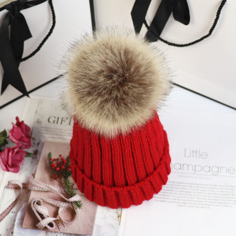 Women's Classic Pom Crochet Beanie - Bright Red