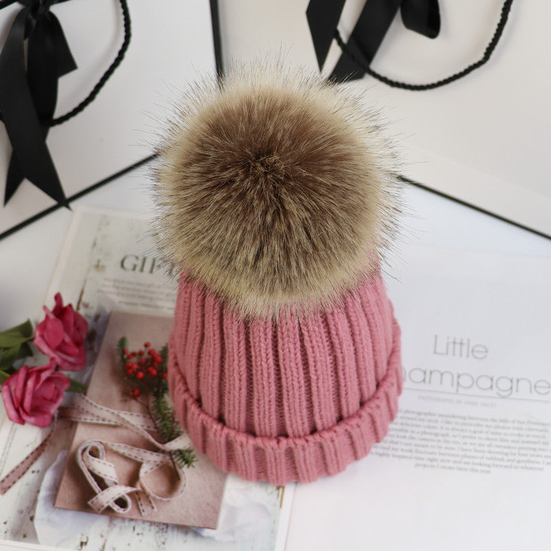Women's Classic Pom Crochet Beanie - Leather Pink