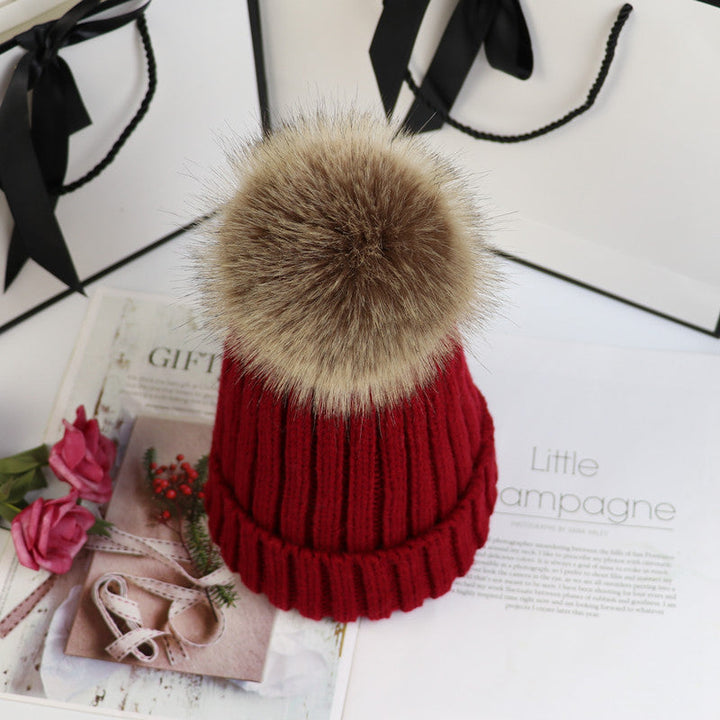 Women's Classic Pom Crochet Beanie - Claret