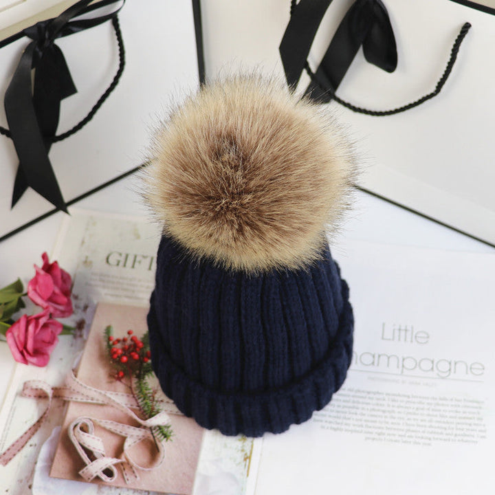 Women's Classic Pom Crochet Beanie - Navy