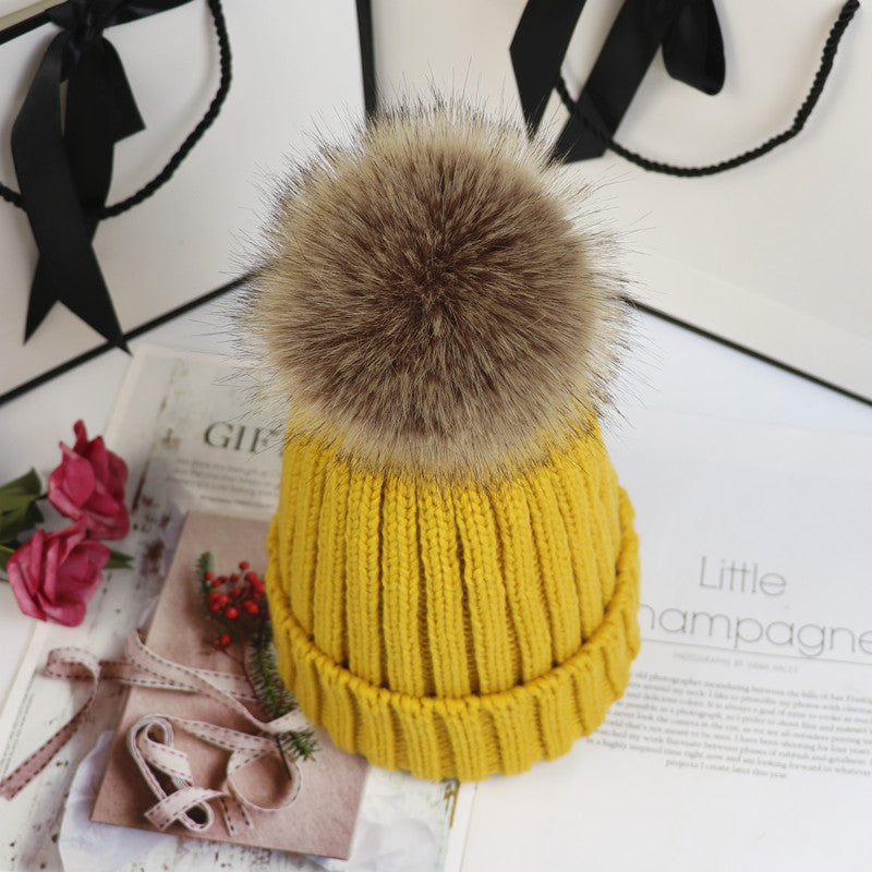 Women's Classic Pom Crochet Beanie - Yellow