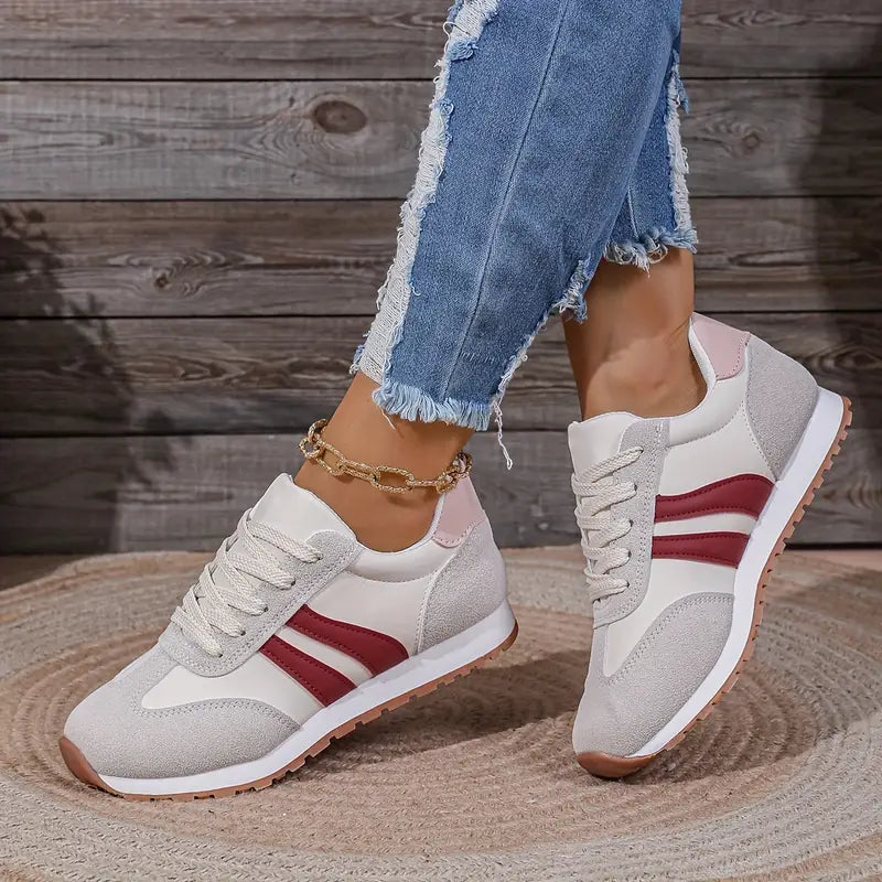 Women's Chic Lace-Up Orthopedic Sneakers - Red