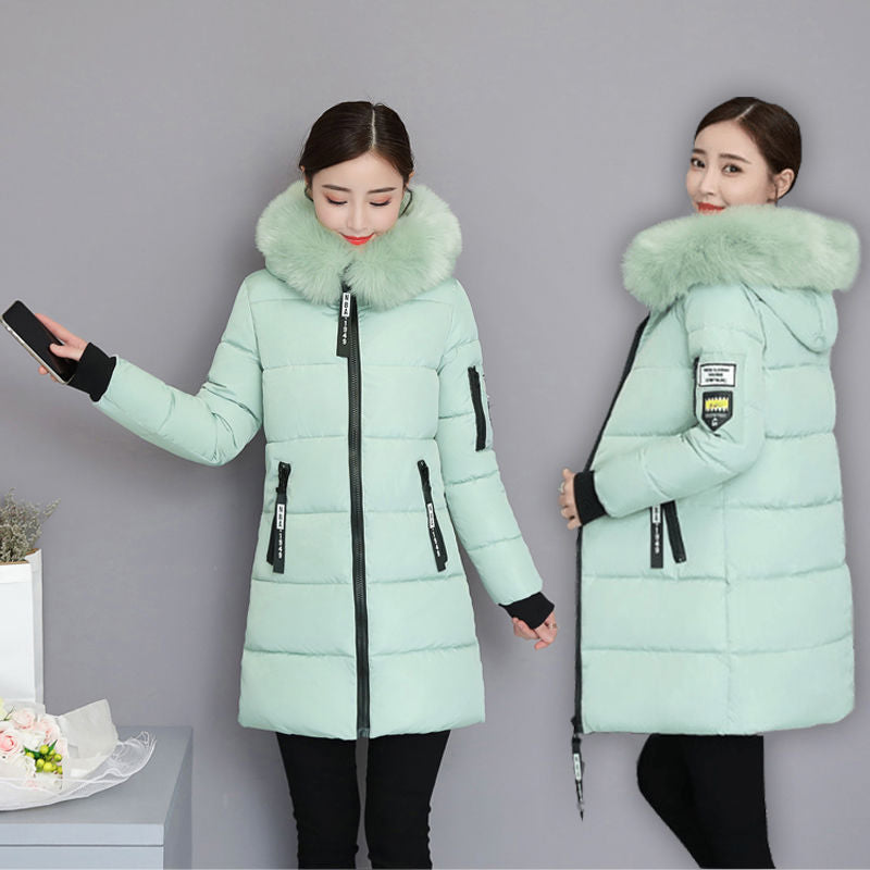 Women's Fur Hood Long Puffer Winter Jacket