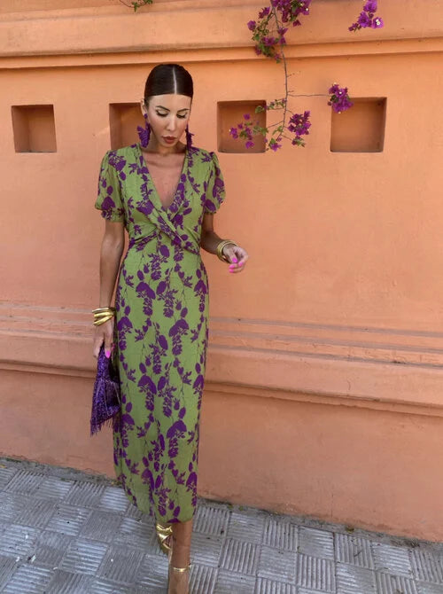 Claudette | Bold-Print Midi Dress