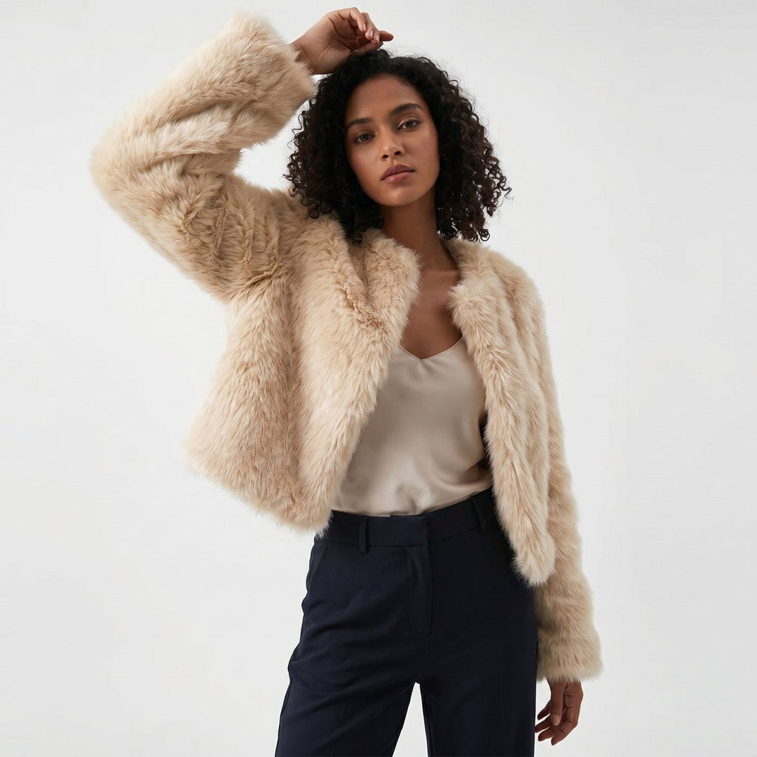 Women's Winter Cropped Faux Fur Coat