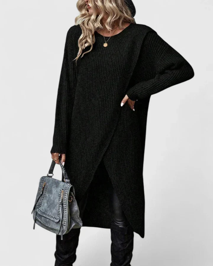 Women's Knit Wrap Midi Sweater Dress