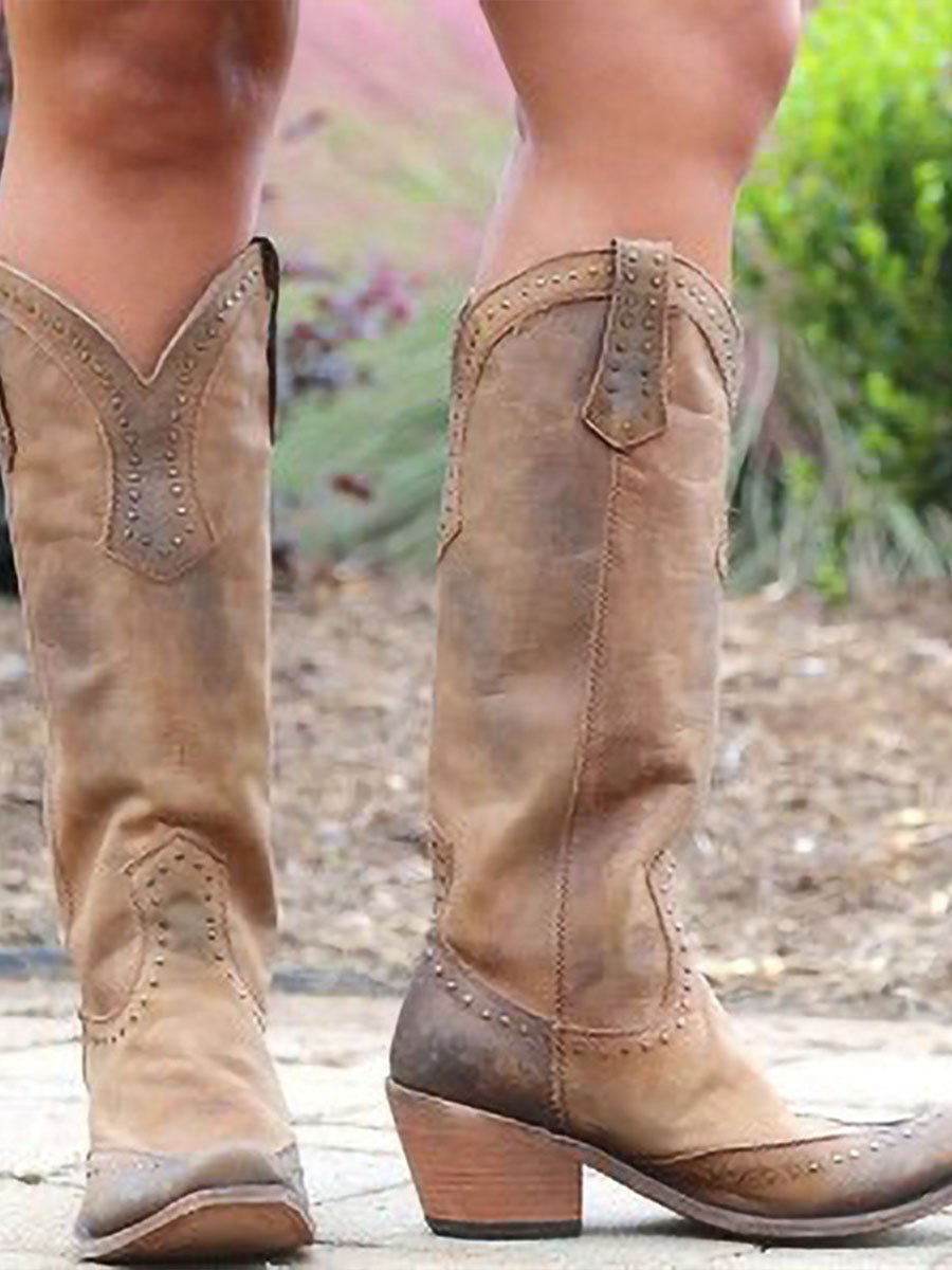 Olwen women's studded cowboy knee high boots - photo 3