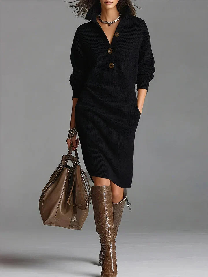 Women's Ribbed Knit Midi Sweater Dress