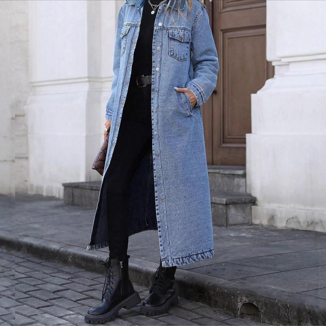 Women's Long Denim Duster Coat