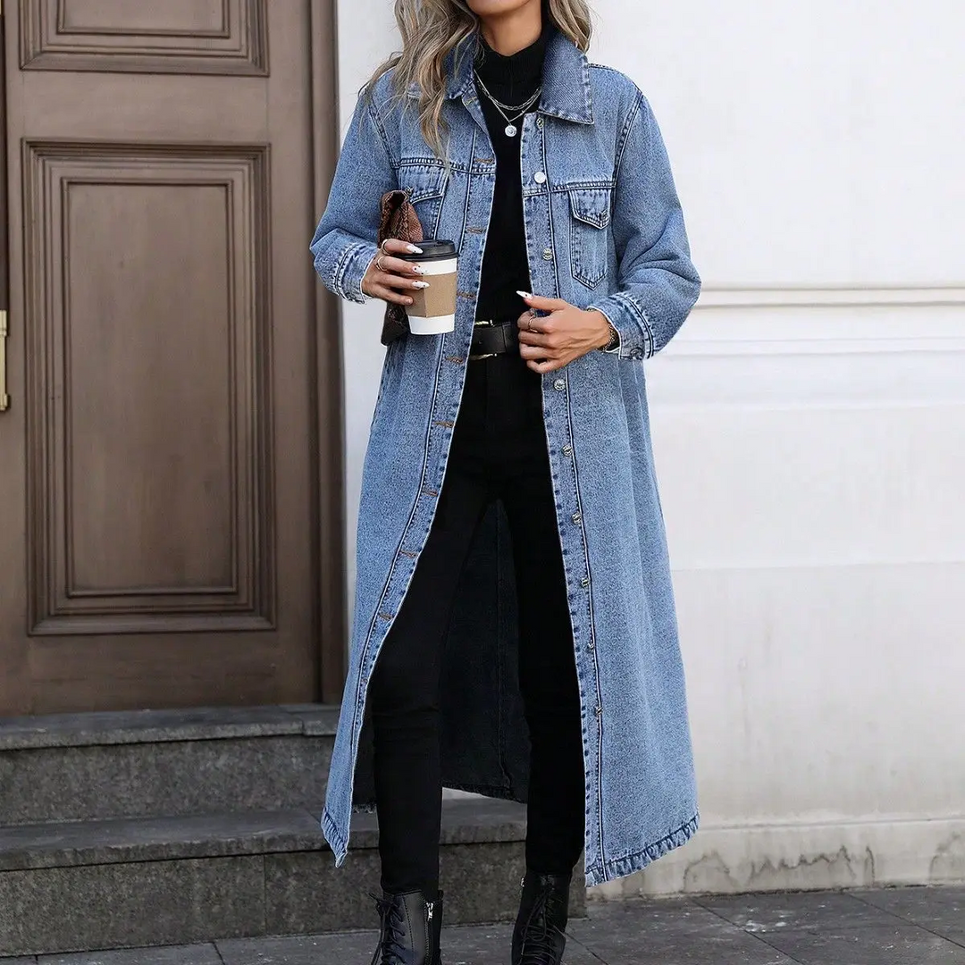 Women's Long Denim Duster Coat