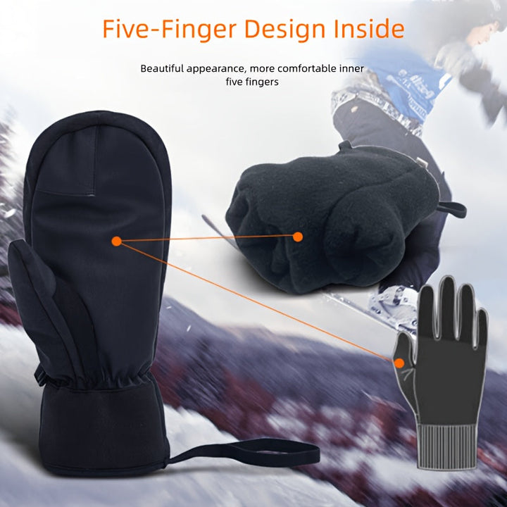 Men's Touchscreen Warm Knit Winter Ski Mittens