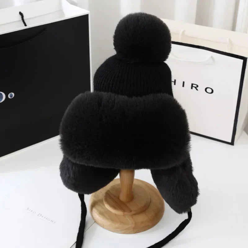 Women's Water-Resistant Winter Ushanka - Black