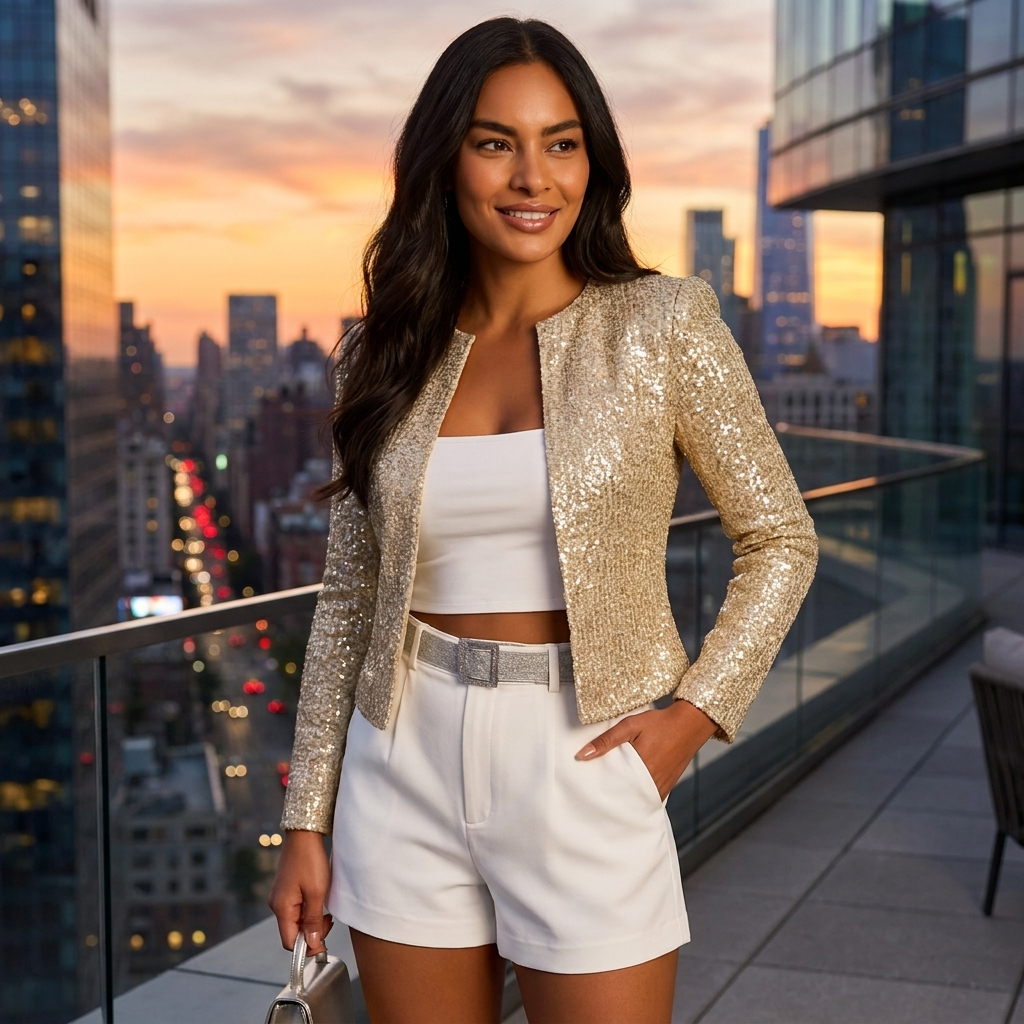 Sparkly Sequin Long Sleeve Crop Top