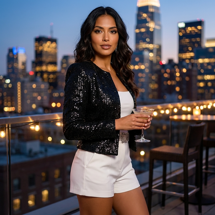 Sparkly Sequin Long Sleeve Crop Top