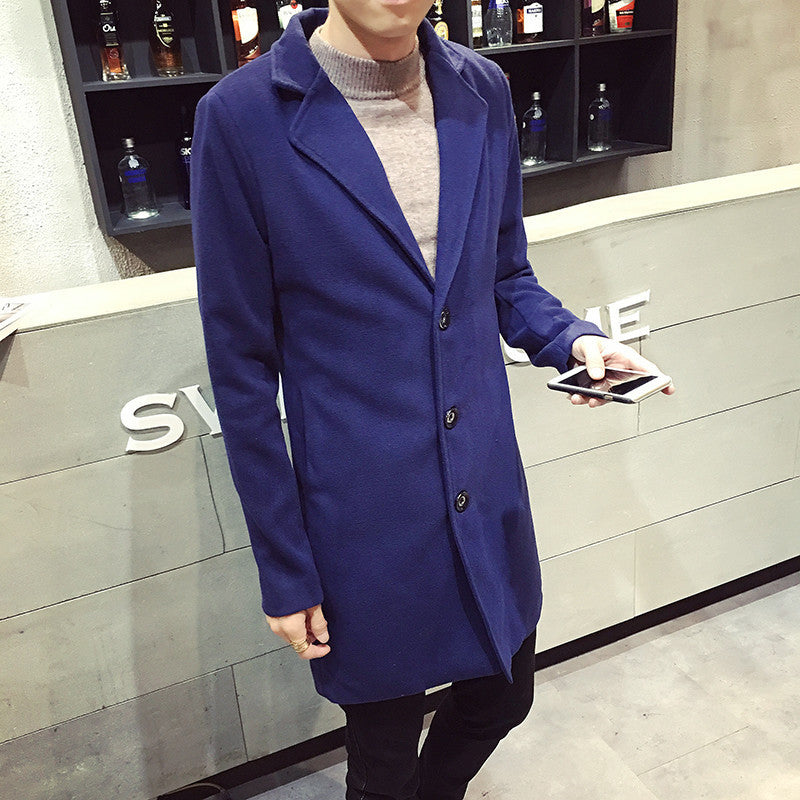 Men's Wool Double Collar Peacoat - Navy