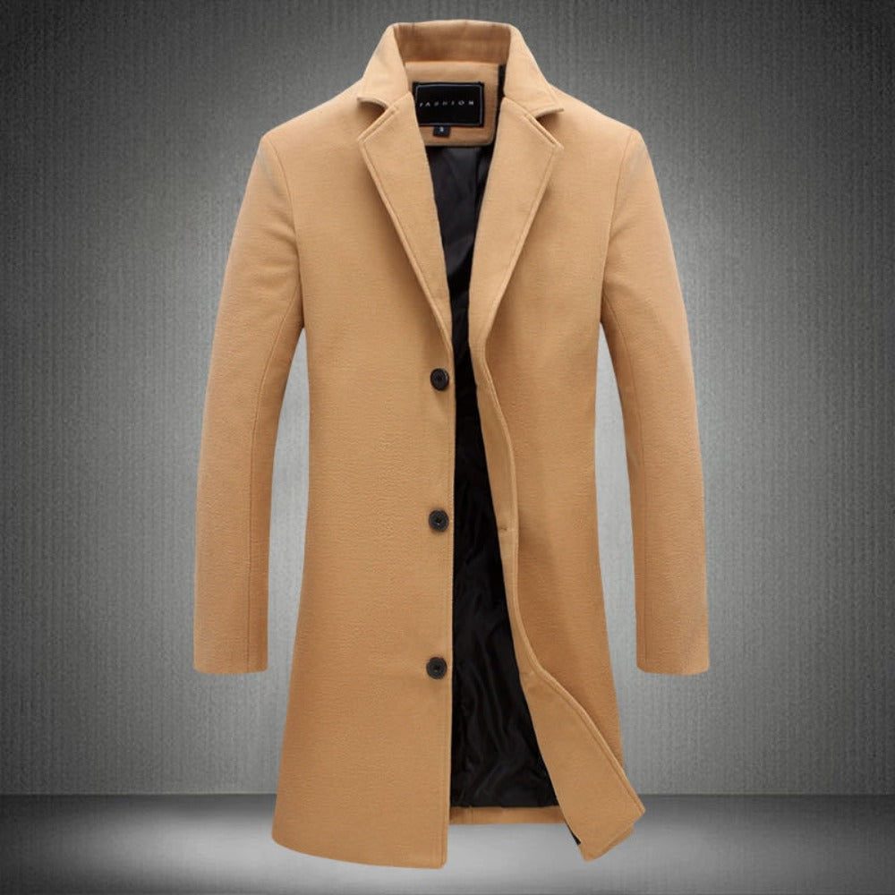 Men's Wool Double Collar Peacoat - Khaki