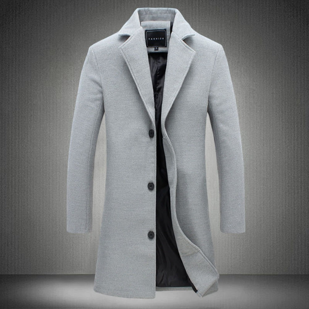 Men's Wool Double Collar Peacoat - Dark Grey