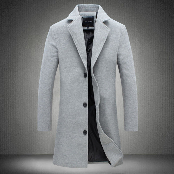 Men's Wool Double Collar Peacoat - Dark Grey