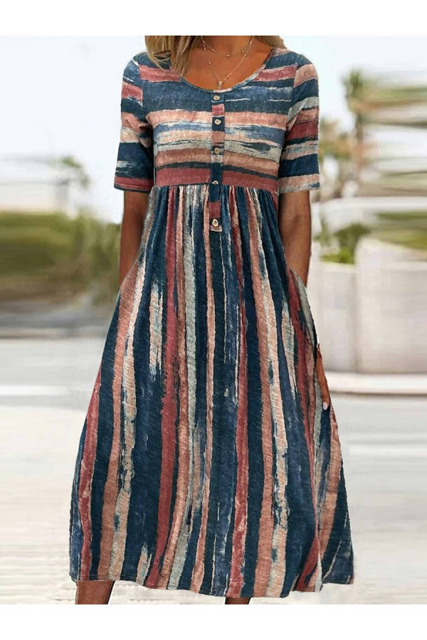 Lowenna | Relaxed Short-Sleeve Midi Dress