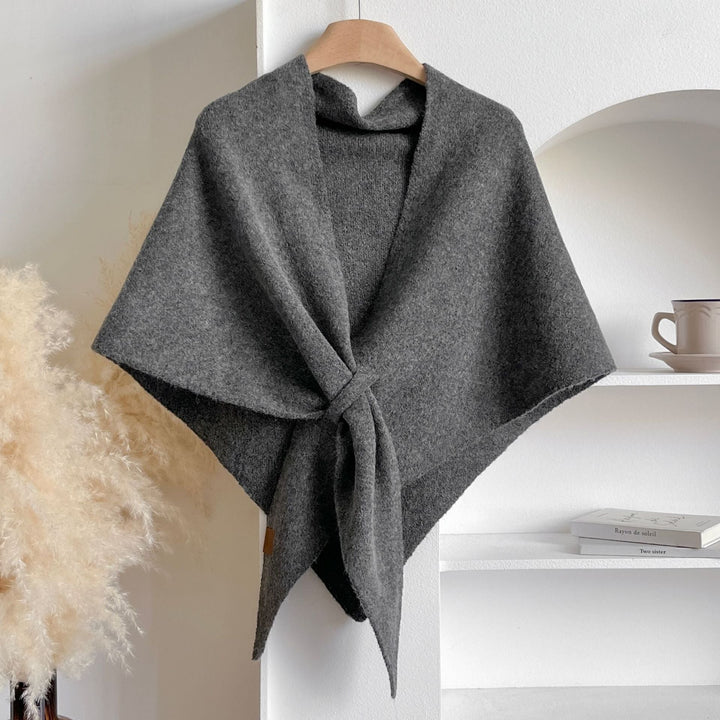 Women's Alpaca Wool Winter Triangle Scarf - Dark Grey