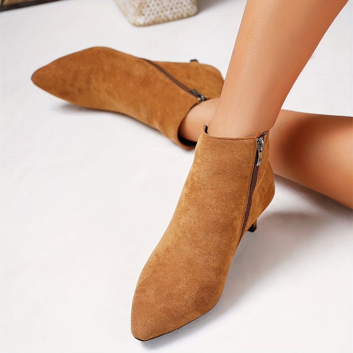 Women's Ankle Kitten Heel Boots - Light Brown