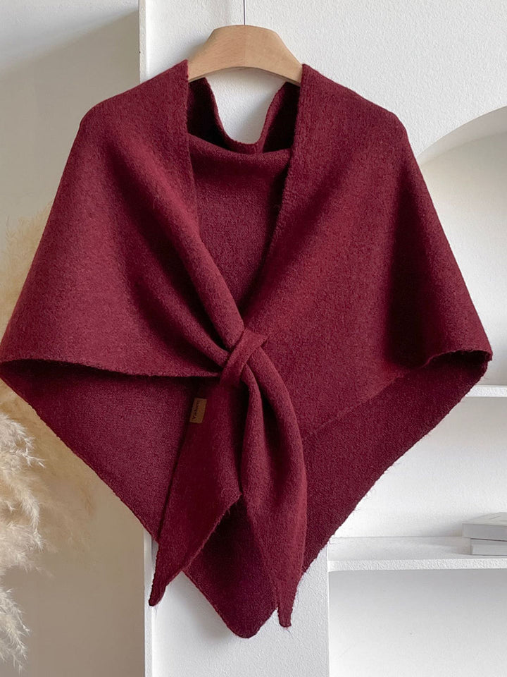 Women's Alpaca Wool Winter Triangle Scarf - Wine Red