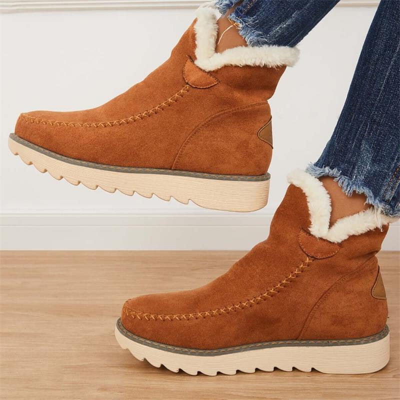 Women's Suede Non-Slip Winter Boots Women - Brown
