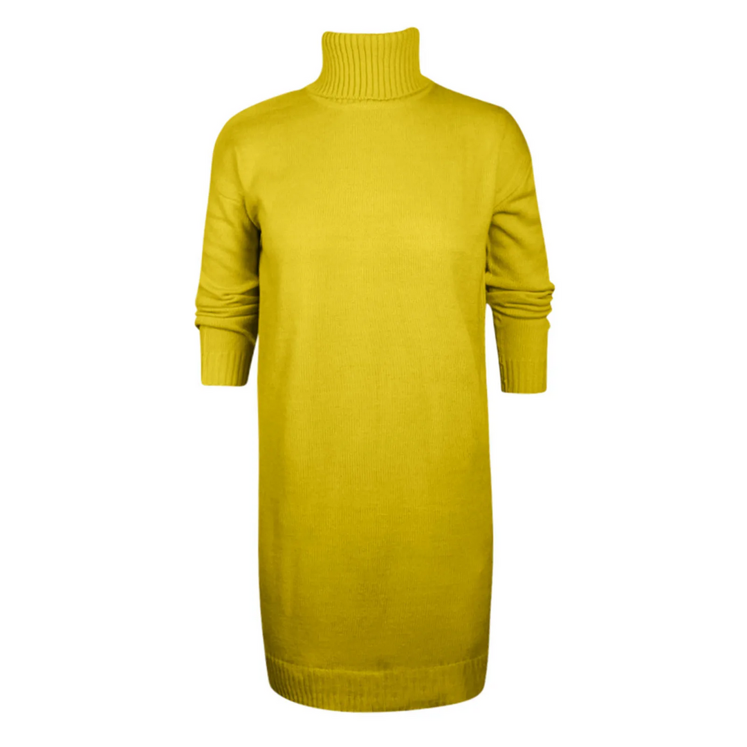 Women's Knit Turtleneck Long Sleeve Mini Sweater Dress