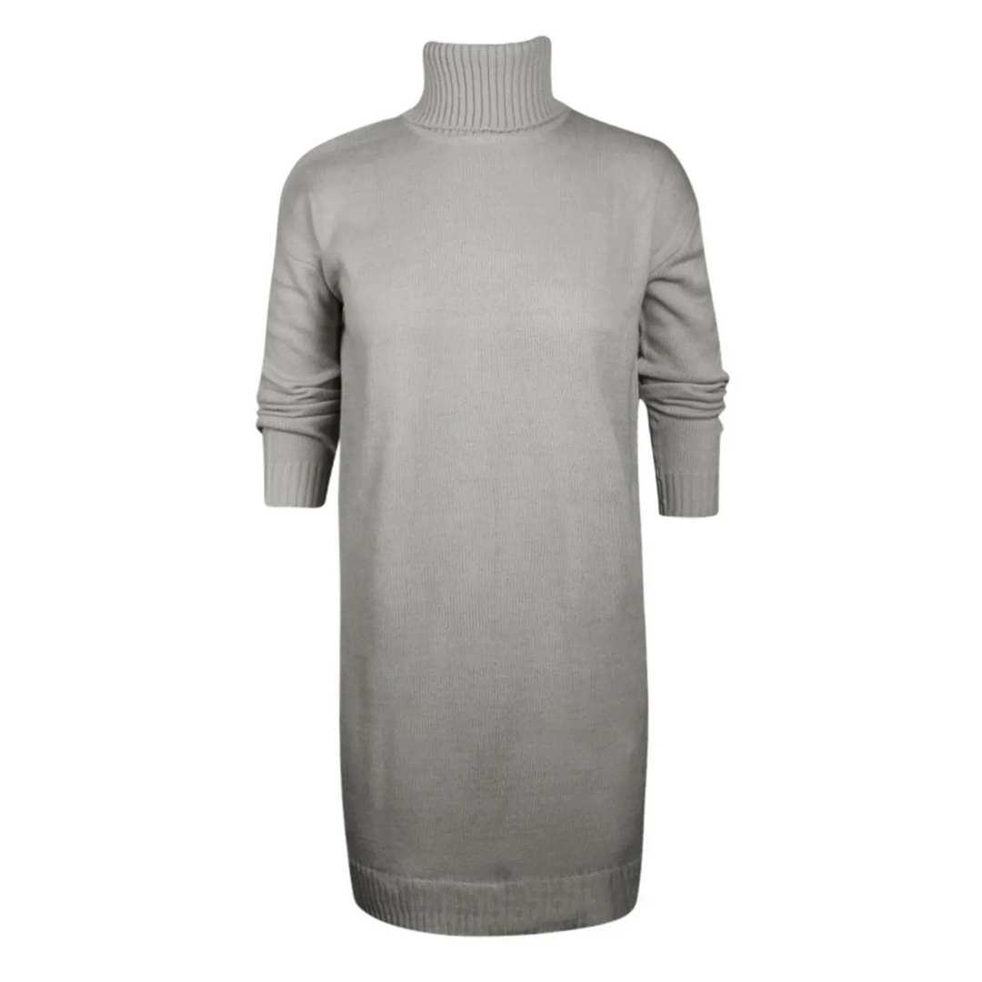 Women's Knit Turtleneck Long Sleeve Mini Sweater Dress
