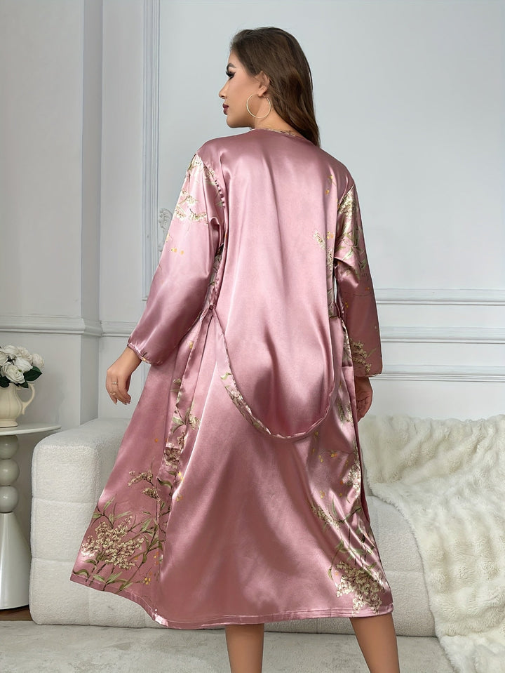 Women's Stylish Floral Satin Robe