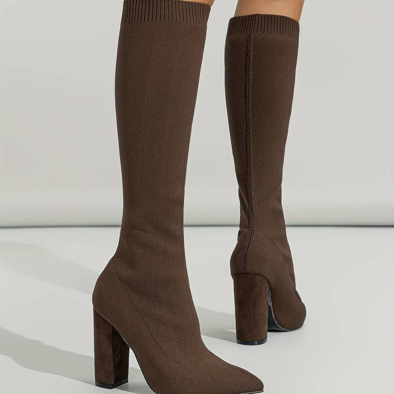 Gwendolyn women's sock fit block heel knee high boots - photo 12