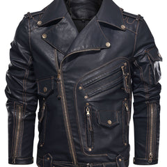 Gordon | Leather Biker Jacket with a Belted Hem